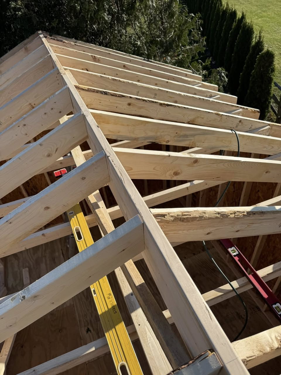 Roof framing — exposed rafters and structure